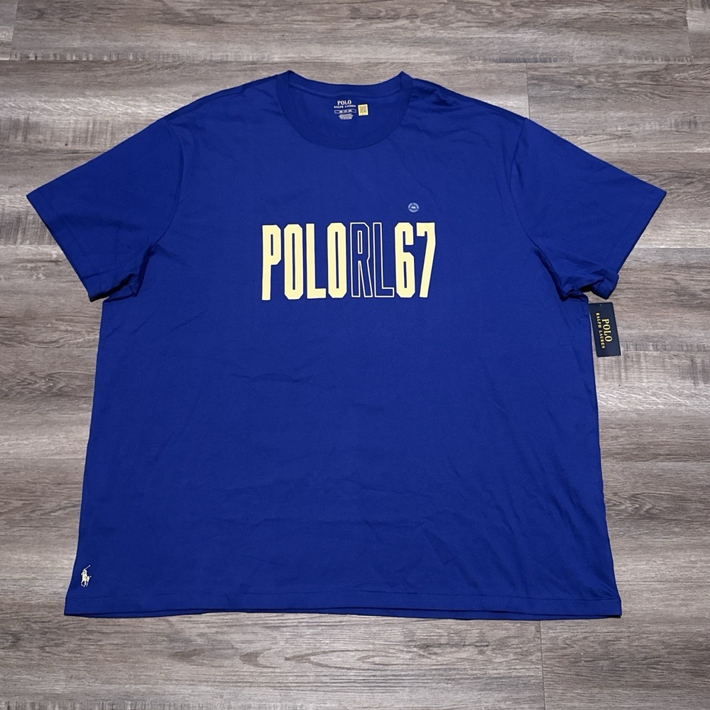 Polo Ralph Lauren Blue RL 67 Short Sleeve Tee Shirt Men's Size 4XB 4XL Big NEW